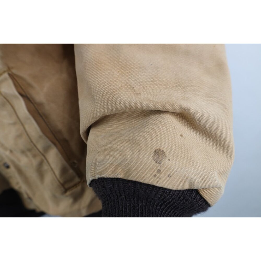 Vtg 90s Y2K Streetwear Mens XL Quilted Canvas Hooded Bomber Jacket Duck Brown - Picture 9 of 16